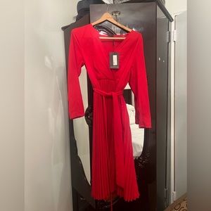Red pretty little thing midi dress size 10